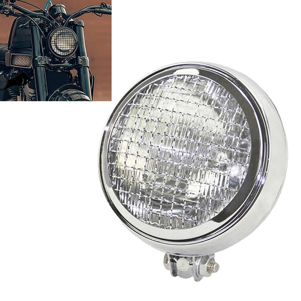 Motorcycle Silver Shell Harley Headlight Retro Lamp LED Light Modification Accessories, Silver Shell Headlight Retro Lamp