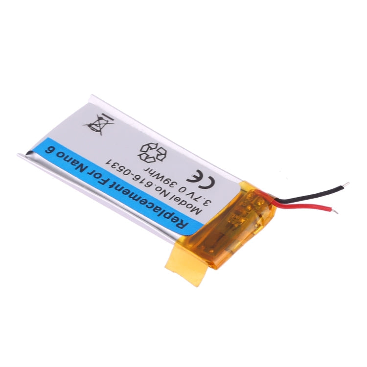 3.7V 0.39Whr For iPod nano 6 Rechargeable Replacement Li-polymer Battery, For iPod nano 6
