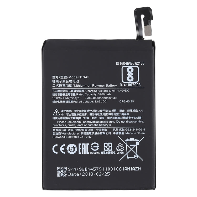 3900mAh BN45 for Xiaomi Redmi Note 5 Li-Polymer Battery, For Redmi Note 5