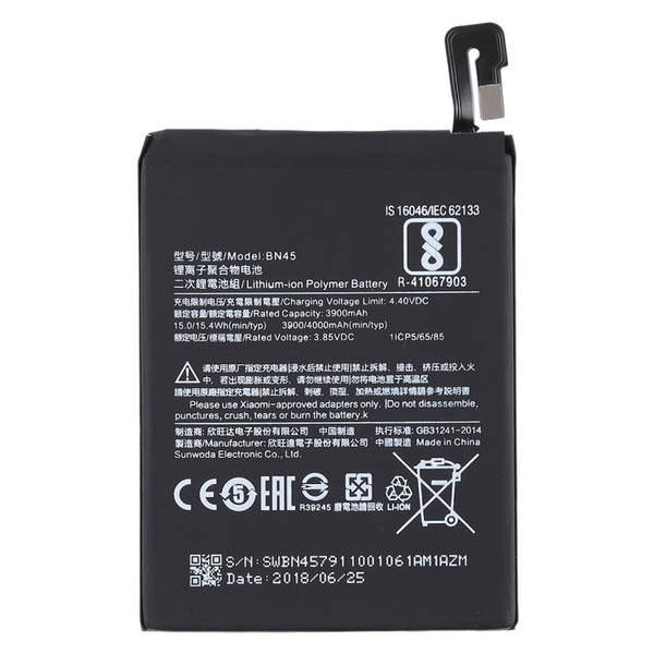 3900mAh BN45 for Xiaomi Redmi Note 5 Li-Polymer Battery, For Redmi Note 5