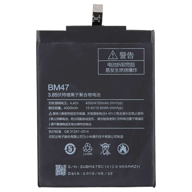 4000mAh BM47 for Xiaomi Redmi 3 Li-Polymer Battery, For Redmi 3