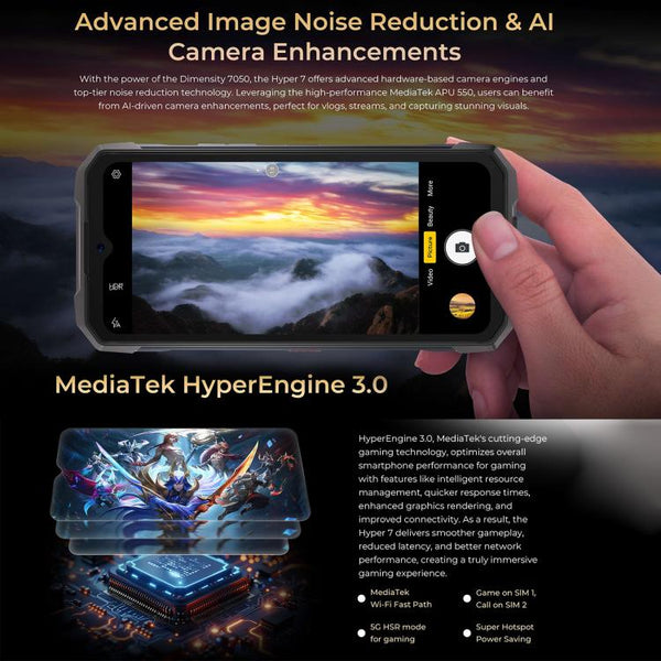 HOTWAV Hyper 7 Rugged Phone, 8GB+256GB, 10800mAh, 6.6 inch Android 14 MediaTek Dimensity 7050 5G, Network: 5G, OTG, NFC
