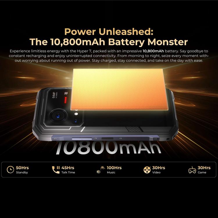 HOTWAV Hyper 7 Rugged Phone, 8GB+256GB, 10800mAh, 6.6 inch Android 14 MediaTek Dimensity 7050 5G, Network: 5G, OTG, NFC