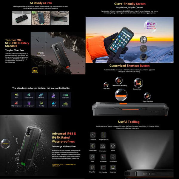 Blackview BV4800 SE Rugged Phone, 4GB+64GB, 6.56 inch Android 15 UMS9320E T615 Octa Core, Network: 4G, OTG, NFC
