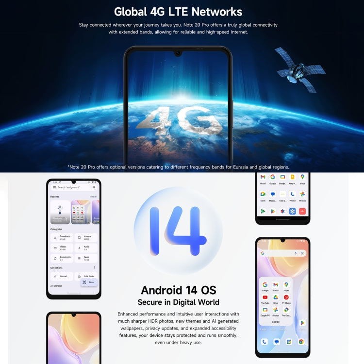 Ulefone Note 20 Pro, 4GB+128GB, Face ID & Side Fingerprint, 6000mAh, 6.75 inch Android 14 Unisoc T606 Octa Core, Network: 4G, Dual SIM, OTG