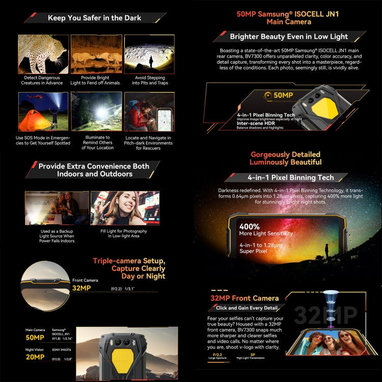 Blackview BV7300 Rugged Phone, 6GB+256GB, IP68/IP69K/MIL-STD-810H, 6.67 inch Android 14 MediaTek Helio G81 MT6769V/CB Octa Core, Network: 4G, OTG