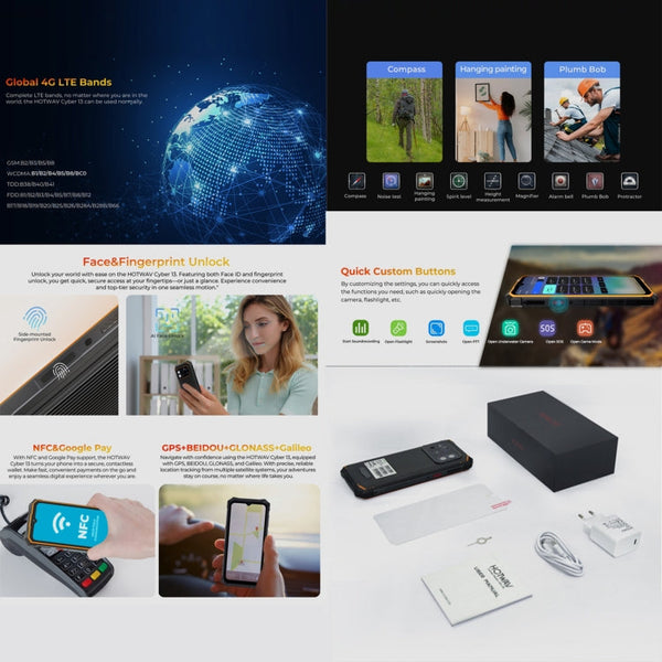 HOTWAV CYBER 13, IP68/IP69K Rugged Phone, 8GB+128GB, 10800mAh, 6.6 inch Android 14.0 Unisoc T606 Octa Core, Network: 4G, NFC, OTG