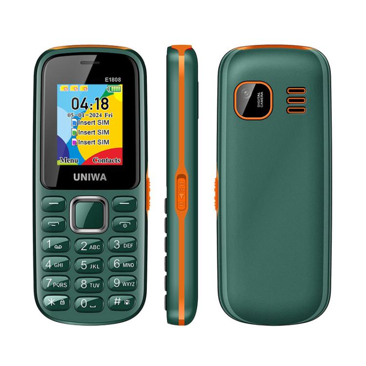 UNIWA E1808 Elder Keypad Phone, 1.77 inch SC6531E, LED Flashlight, 21 Keys, Network: 2G, Triple SIM, EU Plug