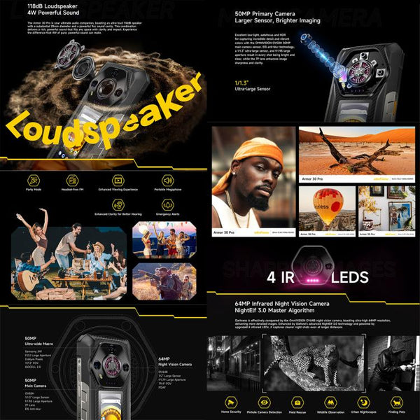 Ulefone Armor 30 Pro Rugged Phone, 16GB+512GB, Night Vision, 6.95 inch + 3.4 inch Dual Screen Android 14 MediaTek Dimensity 7300X Octa Core, Network: 5G, OTG, NFC