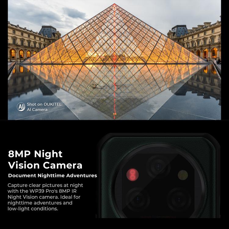 Oukitel WP39 Pro 5G Rugged Phone, 12GB+512GB, Night Vision, Fingerprint Identification, 6.6 inch Android 14 MediaTek Dimensity 6300 Octa Core, NFC, OTG, Network: 5G