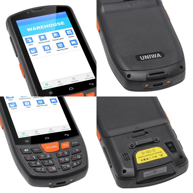 UNIWA HS006 Industrial PDA QR Code Scanner, 3GB+32GB, 4.0 inch Android 11 MediaTek MT6762 Octa Core, NFC, Network: 4G, 3GB+32GB