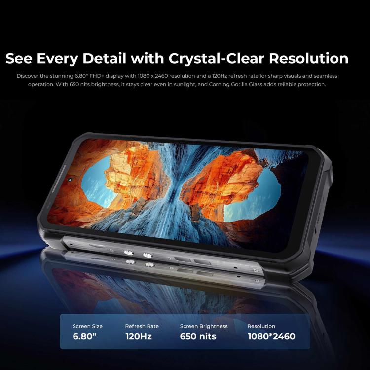Oukitel WP100 TITAN 5G Projector Rugged Phone, 16GB+512GB, 200MP Camera, Fingerprint Identification, 6.8 inch Android 14 MediaTek Dimensity 7300 Octa Core, NFC, OTG, Network: 5G