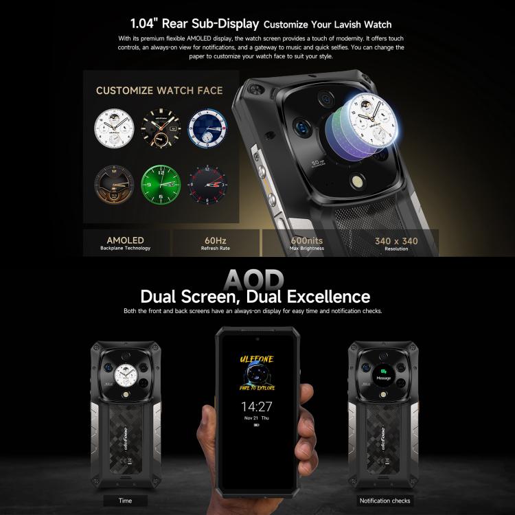 Ulefone Armor 28 Pro Rugged Phone, 16GB+512GB, Night Vision, 10600mAh, 6.67 inch + 1.04 inch Android 15 MediaTek Dimensity 7300 Octa Core, Network: 5G, NFC