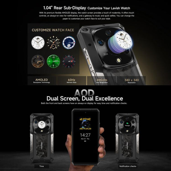 Ulefone Armor 28 Pro Rugged Phone, 16GB+512GB, Night Vision, 10600mAh, 6.67 inch + 1.04 inch Android 15 MediaTek Dimensity 7300 Octa Core, Network: 5G, NFC