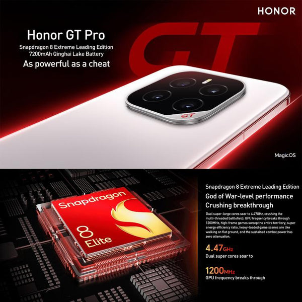 Honor GT Pro, 16GB+512GB, Ultrasonic Fingerprint, 6.78 inch MagicOS 9.0 / Android 15 Snapdragon 8 Elite Octa Core, Network: 5G, NFC, OTG