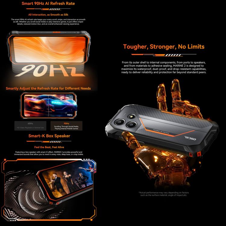 Blackview Oscal Marine 2, 8GB+256GB, 6.56 inch Android 15 Unisoc UMS9230E T615 Octa Core, Network: 4G, OTG, NFC