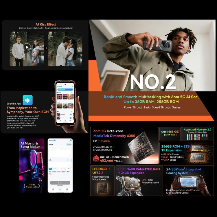 Blackview Oscal Pilot 3 5G Rugged Phone, 12GB+256GB, Night Vision Camera, 6.56 inch Android 15 MediaTek Dimensity 6300 Octa Core, Network: 5G, OTG, NFC