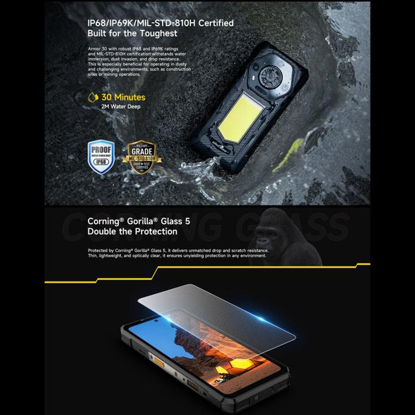Ulefone Armor 30, 12GB+512GB, Night Vision, IP68/IP69K Rugged Phone, 6.95 inch Android 15 MediaTek Helio G100 Octa Core, Network: 4G, NFC, OTG