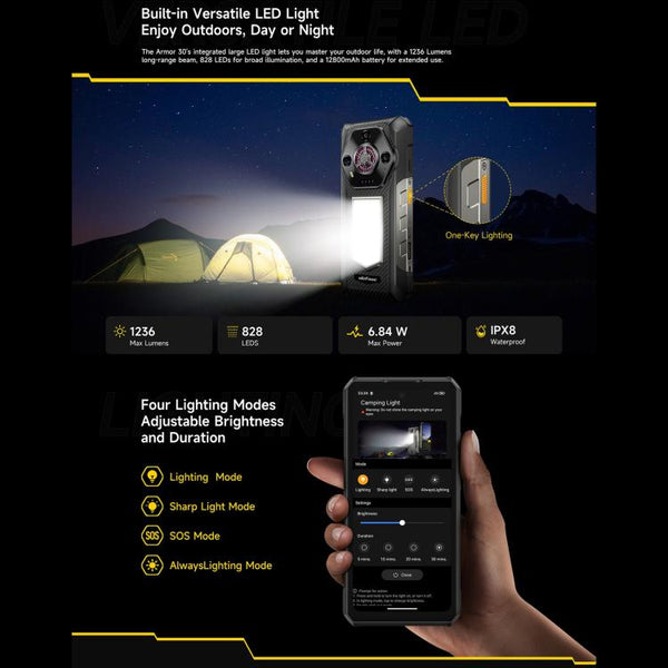 Ulefone Armor 30, 12GB+512GB, Night Vision, IP68/IP69K Rugged Phone, 6.95 inch Android 15 MediaTek Helio G100 Octa Core, Network: 4G, NFC, OTG