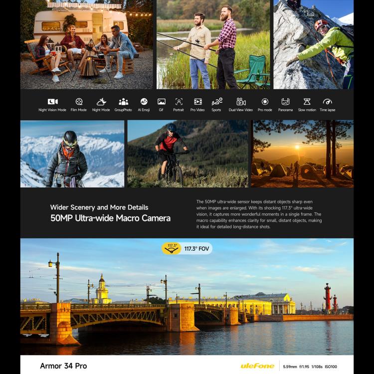 Ulefone Armor 34 Pro, 16GB+512GB, Night Vision, IP68/IP69K Rugged Phone, 6.95 inch Android 15 MediaTek Dimensity 7300 Octa Core, Network: 5G, NFC, OTG