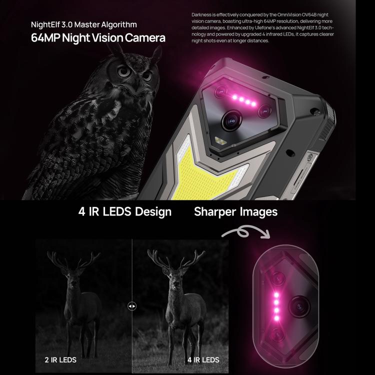 Ulefone Armor 34 Pro, 16GB+512GB, Night Vision, IP68/IP69K Rugged Phone, 6.95 inch Android 15 MediaTek Dimensity 7300 Octa Core, Network: 5G, NFC, OTG