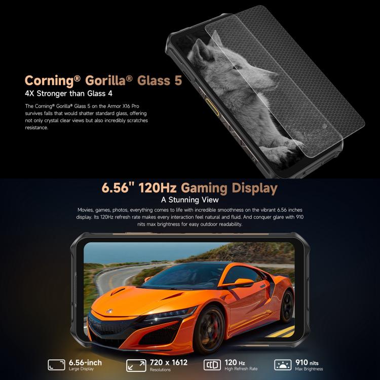 Ulefone Armor X16 Pro, 5GB+256GB, Night Vision, IP68/IP69K Rugged Phone, 6.56 inch Android 15 MediaTek Dimensity 6300 Octa Core, Network: 5G, NFC, OTG