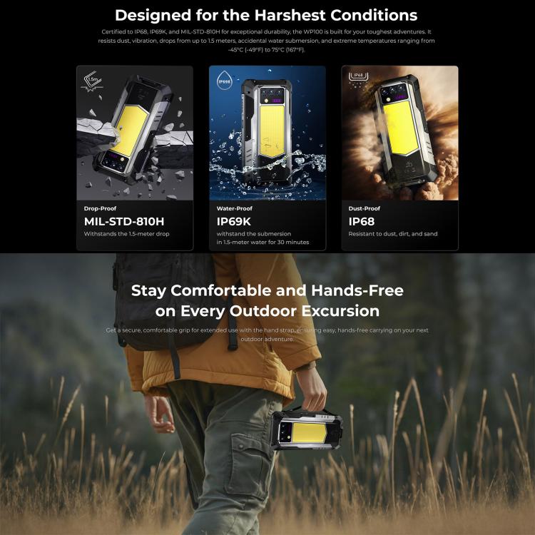 Oukitel WP100 Laser Rangefinder Rugged Phone, 12GB+512GB, 200MP Camera, Fingerprint Identification, 6.8 inch Android 14 MediaTek Dimensity 7300 Octa Core, NFC, OTG, Network: 5G