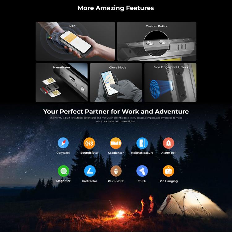 Oukitel WP100 Laser Rangefinder Rugged Phone, 12GB+512GB, 200MP Camera, Fingerprint Identification, 6.8 inch Android 14 MediaTek Dimensity 7300 Octa Core, NFC, OTG, Network: 5G