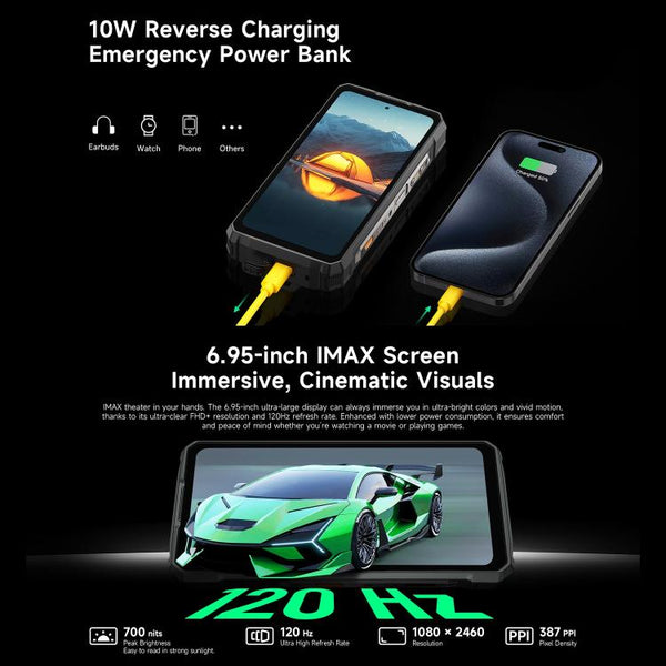 Ulefone Armor 33 Rugged Phone, 12GB+512GB, 6.95 inch Android 15 MediaTek Helio G100 Octa Core, Network: 4G, OTG, NFC, LED Light