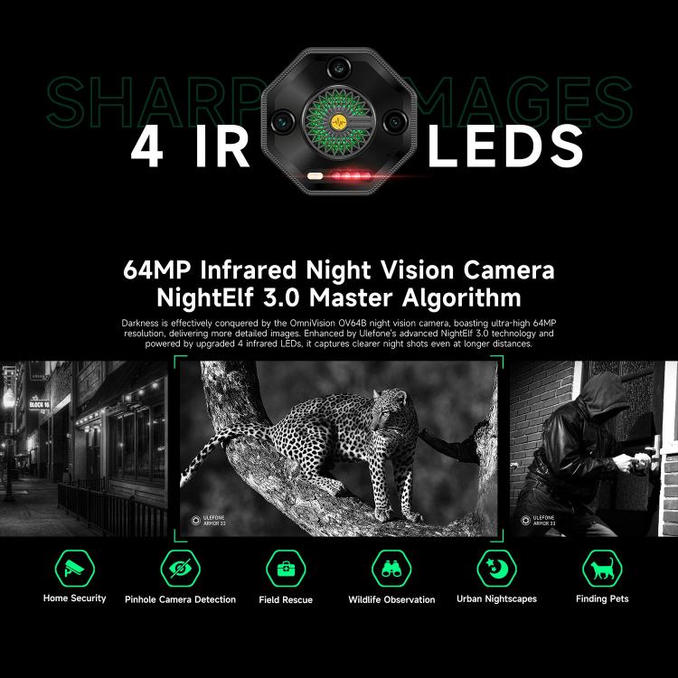 Ulefone Armor 33 Rugged Phone, 12GB+512GB, 6.95 inch Android 15 MediaTek Helio G100 Octa Core, Network: 4G, OTG, NFC, LED Light