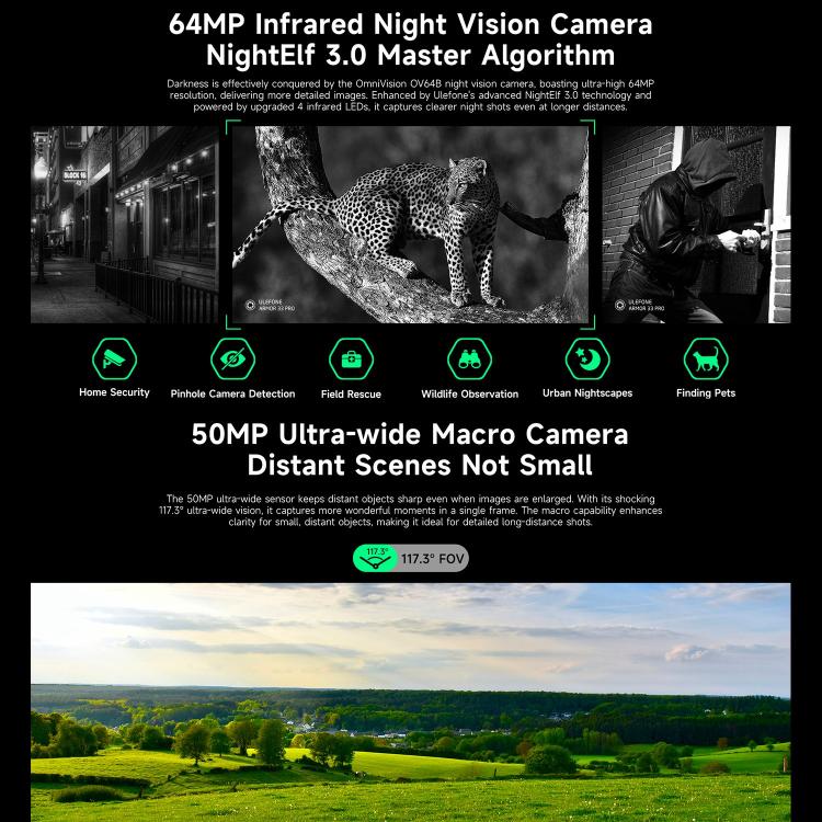 Ulefone Armor 33 Pro Rugged Phone, 16GB+512GB, Night Vision, 6.95 inch + 3.4 inch Dual Screen Android 14 MediaTek Dimensity 7300X Octa Core, Network: 5G, OTG, NFC