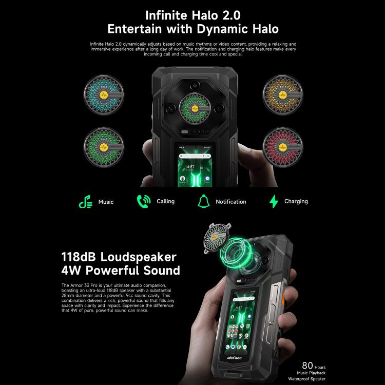 Ulefone Armor 33 Pro Rugged Phone, 16GB+512GB, Night Vision, 6.95 inch + 3.4 inch Dual Screen Android 14 MediaTek Dimensity 7300X Octa Core, Network: 5G, OTG, NFC