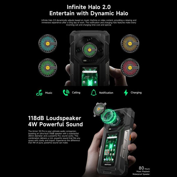 Ulefone Armor 33 Pro Rugged Phone, 16GB+512GB, Night Vision, 6.95 inch + 3.4 inch Dual Screen Android 14 MediaTek Dimensity 7300X Octa Core, Network: 5G, OTG, NFC