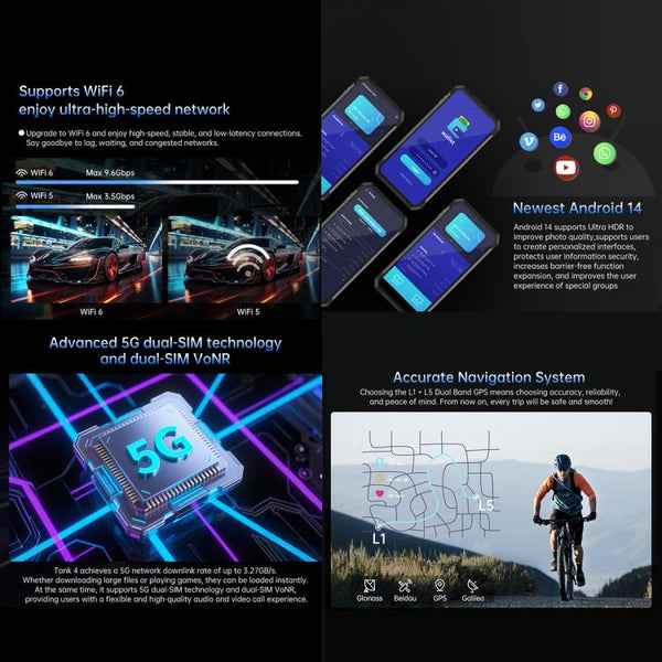 Unihertz 8849 Tank 4 Night Vision Projector Rugged Phone, 12GB+512GB, 6.78 inch Android 14 Dimensity 7300 MT6878 Octa Core, Network: 5G, NFC