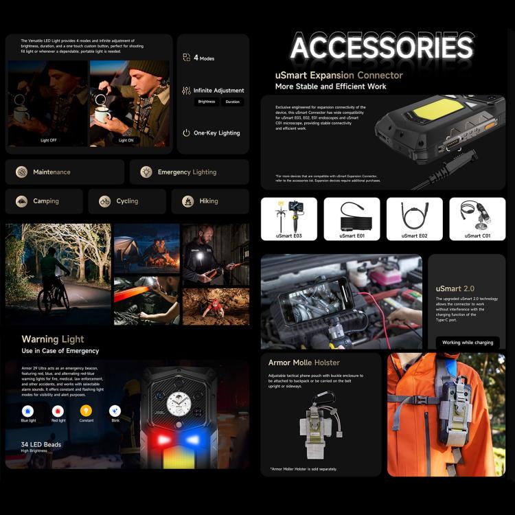 Ulefone Armor 29 Ultra Rugged Phone, 16GB+1TB, Night Vision, 6.67 inch + 1.04 inch Android 15 MediaTek Dimensity 9300+ Octa Core, Network: 5G, Versatile LED Light, Warning Light