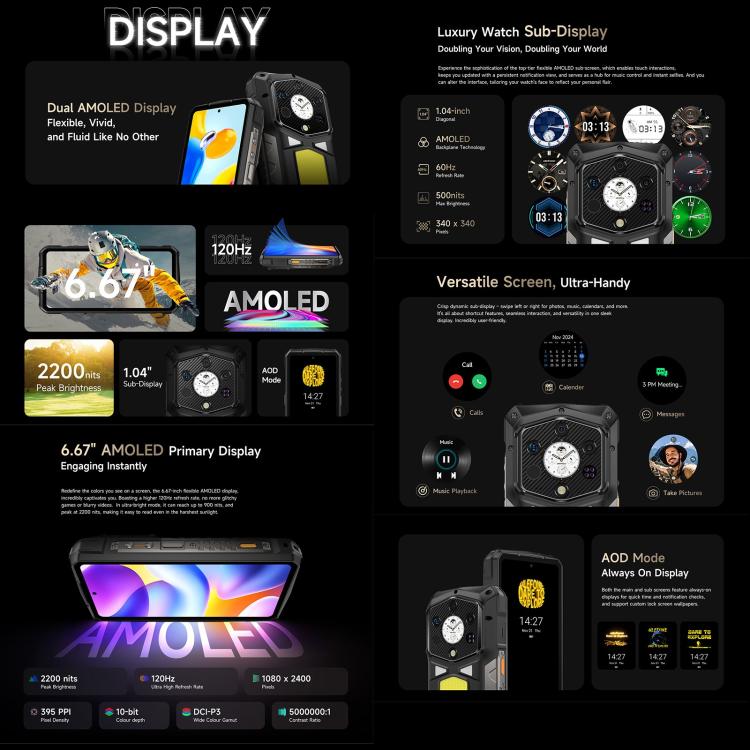 Ulefone Armor 29 Pro Thermal Version Rugged Phone, 16GB+512GB, Night Vision, 6.67 inch + 1.04 inch Android 15 MediaTek Dimensity 7400 Octa Core, Network: 5G, OTG, NFC