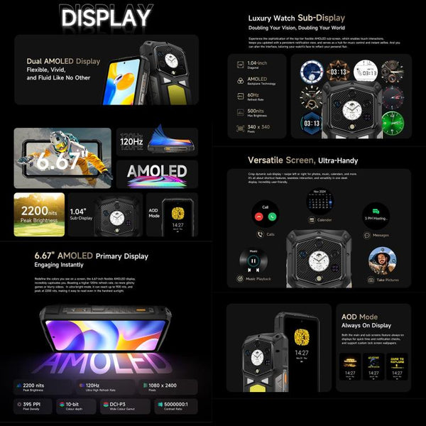 Ulefone Armor 29 Pro Rugged Phone, 16GB+512GB, Night Vision, 6.67 inch + 1.04 inch Android 15 MediaTek Dimensity 7400 Octa Core, Network: 5G, OTG, NFC