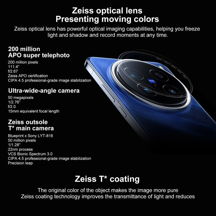 vivo X200 Pro, 12GB+256GB, Face ID / Screen Fingerprint Identification, 6.78 inch Android 15 Dimensity 9400 Octa Core, OTG, NFC, Network: 5G, Support Google Play