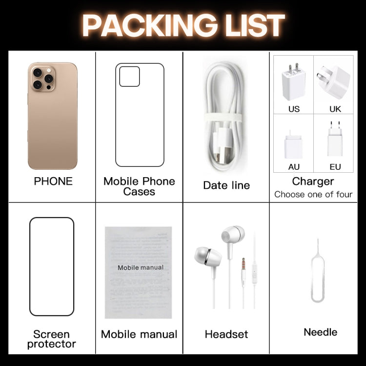 i16 Pro Max / A08A, 3GB+64GB, 6.73 inch Screen, Face Identification, Android 8.1 MTK6753 Octa Core, Network: 4G, Dual SIM, EU Plug