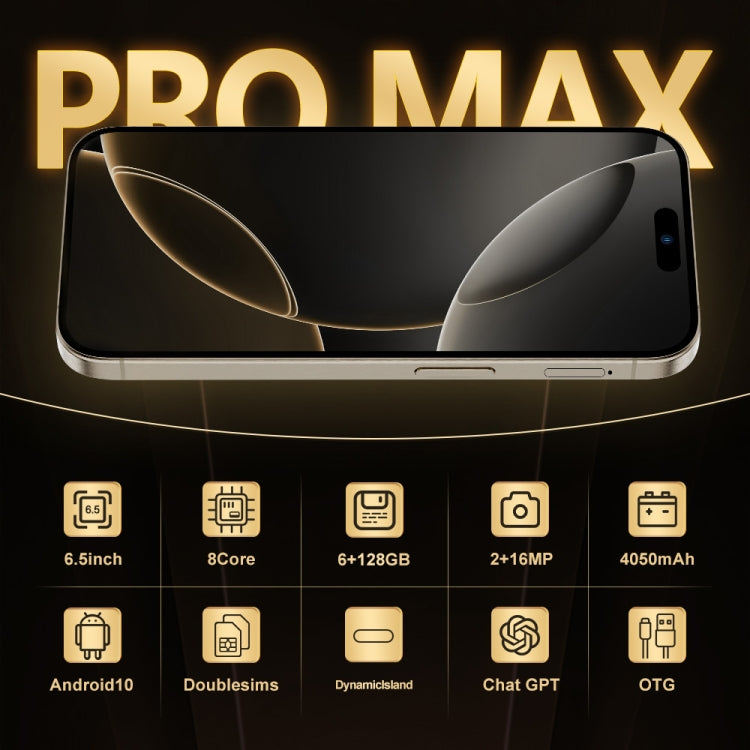 i16 Pro Max / Q5A, 6GB+128GB, 6.5 inch Screen, Face Identification, Android 10 MTK6762 Octa Core, OTG, NFC, Network: 4G, Dual SIM, EU Plug