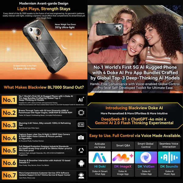 Blackview BL7000 Rugged Phone, 8GB+256GB, 6.78 inch Android 15 MediaTek Dimensity 6300 Octa Core, Network: 5G, NFC, OTG