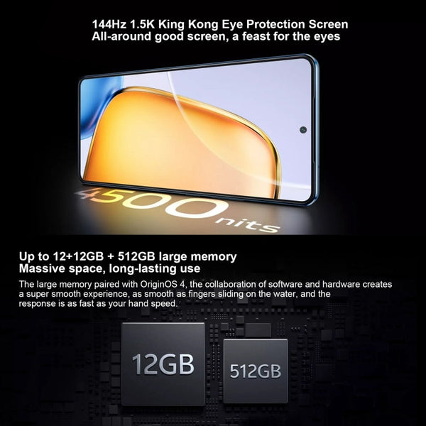 vivo Y200 GT, Dual Back Cameras, 12GB+256GB, Face ID Screen Fingerprint Identification, 6.78 inch Android 14.0 OriginOS 4 Snapdragon 7 Gen 3 Octa Core 2.63GHz, OTG, NFC, Network: 5G, Support Google Play