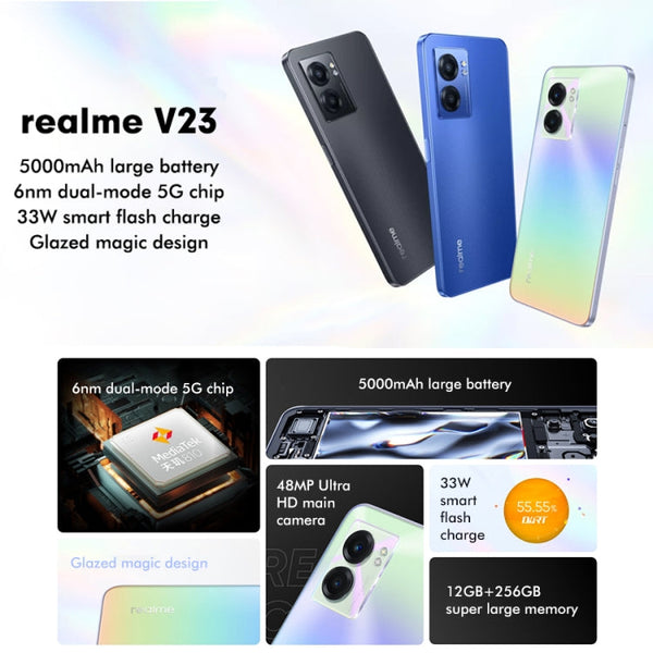 Dual Back Cameras, Side Fingerprint Identification, 5000mAh Battery, 6.58 inch Realme UI 3.0 / Android 12 MediaTek Dimensity 810 Octa Core up to 2.4GHz, Network: 5G, Support Google Play