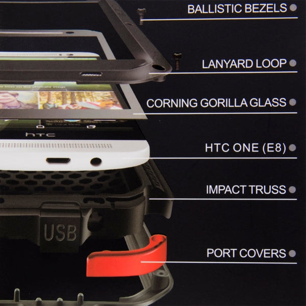 LOVE MEI for HTC One E8 Powerful Dustproof Shockproof Anti-slip Metal Protective Case