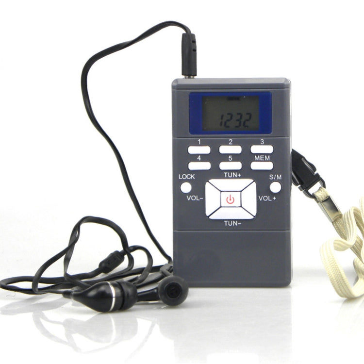 Portable Mini Frequency Modulation Digital LCD Display Radio Receiver with Earphone Jack & Lanyard