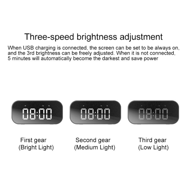 AEC BT501 Bluetooth 5.0 Mini Speaker with LED & Alarm Clock & Clock & Mirror, Support 32G TF Card