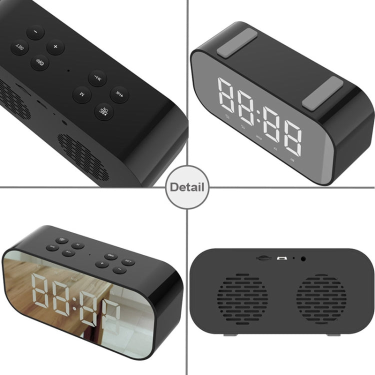 AEC BT501 Bluetooth 5.0 Mini Speaker with LED & Alarm Clock & Clock & Mirror, Support 32G TF Card