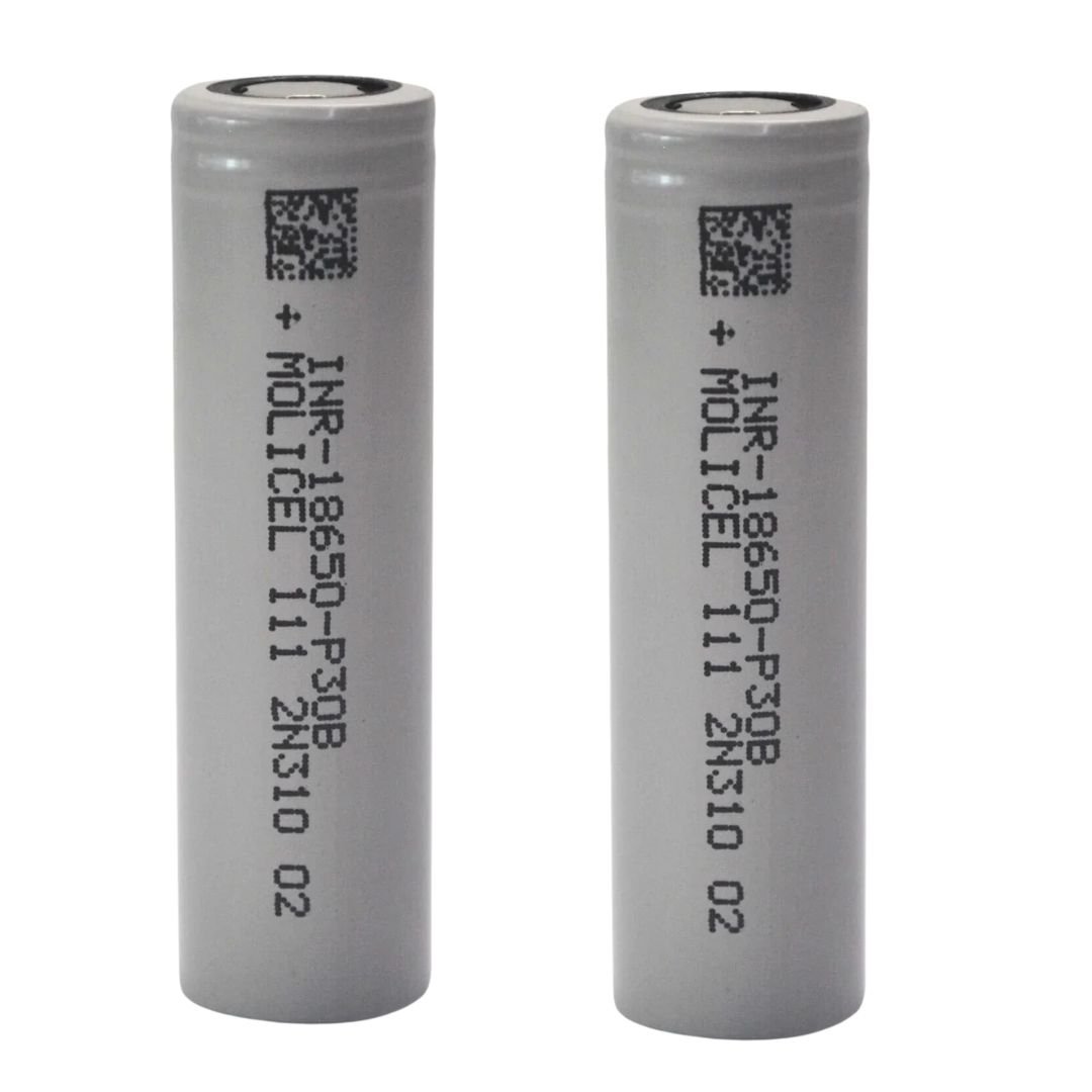 2pc Molicel INR-18650-P30B 3000mAh 30A Lithium Ion Battery