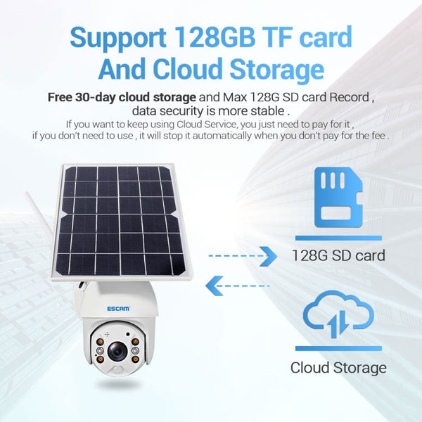 ESCAM QF480 EU Version HD 1080P IP66 Waterproof 4G Solar Panel PT IP Camera without Battery, Support Night Vision / Motion Detection / TF Card / Two Way Audio