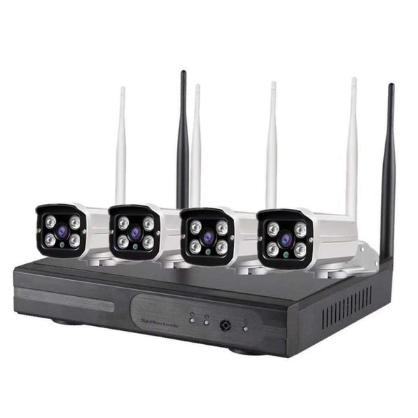 4CH HD 720P 1.0 Mega Pixel 2.4GHz WiFi IP Bullet Camera + NVR Kit